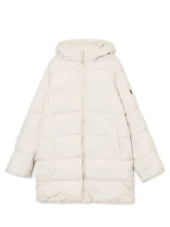 Cropp Kurtki Zimowe|Kurtki, Płaszcze*pikowany płaszcz z kapturem kremowy