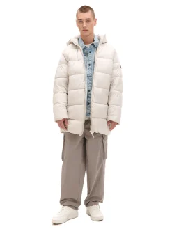 Cropp Kurtki Zimowe|Kurtki, Płaszcze*pikowany płaszcz z kapturem kremowy