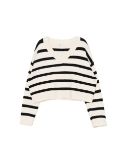 Cropp Swetry*sweter w czarne paski kremowy
