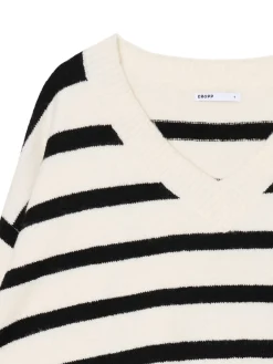 Cropp Swetry*sweter w czarne paski kremowy