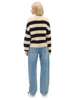 Cropp Swetry*sweter w czarne paski kremowy