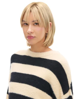 Cropp Swetry*sweter w czarne paski kremowy