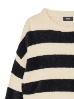 Cropp Swetry*sweter w czarne paski kremowy