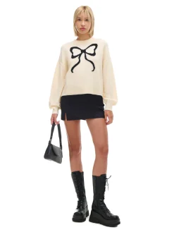 Cropp Swetry*sweter ze wstążką kremowy