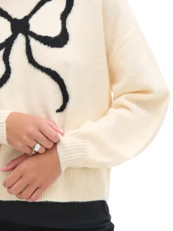 Cropp Swetry*sweter ze wstążką kremowy