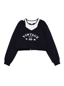 Cropp Bluzy|Sety*Krótka bluza z topem i nadrukiem granatowy