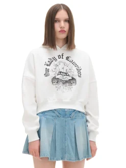 Cropp Bluzy*Krótka bluza ze spranym nadrukiem kremowy