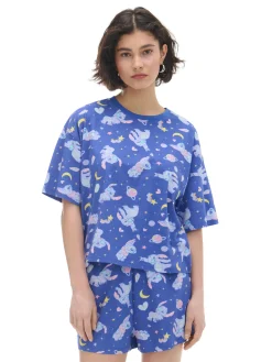 Cropp Piżamy*Krótka dwuczęściowa piżama ze Stitchem niebieski