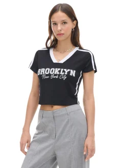 Cropp Koszulki, Topy*Krótka koszulka z napisami czarny