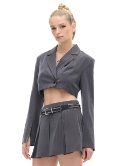 Cropp Kurtki, Płaszcze|Sety*Krótka marynarka w paski szary