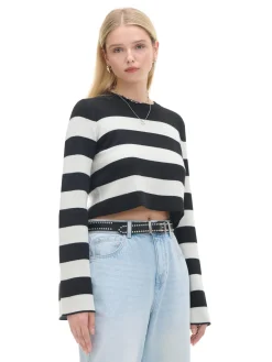 Cropp Swetry*Krótki sweter w paski czarny