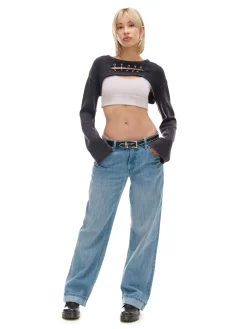 Cropp Swetry*Krótki sweter z agrafkami czarny