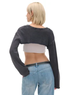 Cropp Swetry*Krótki sweter z agrafkami czarny