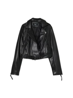 Cropp Kurtki, Płaszcze*Kurtka biker z imitacji skóry czarny