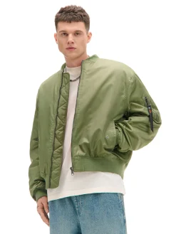 Cropp Kurtki Zimowe|Kurtki, Płaszcze*Kurtka bomberka z dzianinowym kapturem zielony