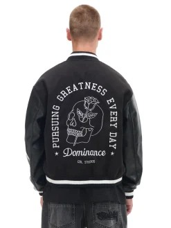 Cropp Kurtki, Płaszcze*Kurtka bomberka ze skórzanymi rękawami czarny