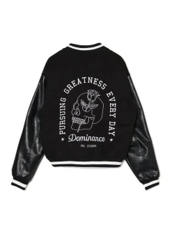 Cropp Kurtki, Płaszcze*Kurtka bomberka ze skórzanymi rękawami czarny