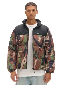 Cropp Kurtki Zimowe|Kurtki, Płaszcze*Kurtka puffer z militarnym nadrukiem zielony