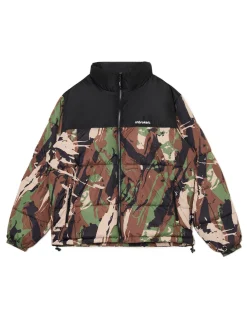 Cropp Kurtki Zimowe|Kurtki, Płaszcze*Kurtka puffer z militarnym nadrukiem zielony