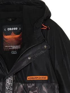 Cropp Kurtki Zimowe|Kurtki, Płaszcze*Kurtka z kapturem z nadrukiem moro czarny