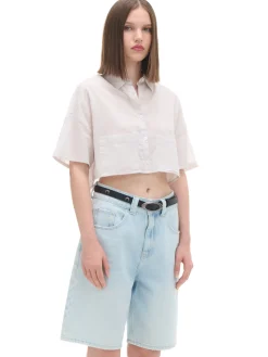 Cropp Koszule, Bluzki*Luźna kremowa koszula crop kremowy