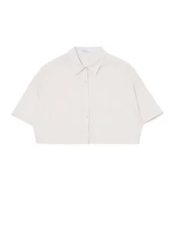 Cropp Koszule, Bluzki*Luźna kremowa koszula crop kremowy