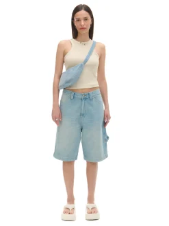 Cropp Jeansy*Luźne jeansowe spodenki bermudy niebieski