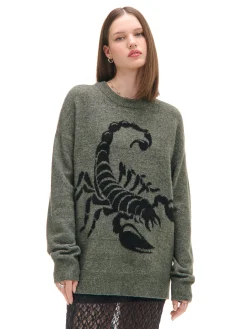 Cropp Swetry*Melanżowy sweter ze skorpionem zielony