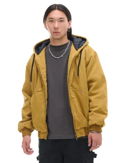 Cropp Kurtki Zimowe|Kurtki, Płaszcze*Miodowa kurtka bomber z kapturem żółty