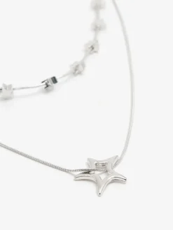 Cropp Biżuteria*Naszyjnik z motywem gwiazd srebrny
