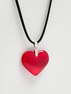 Cropp Biżuteria*Naszyjnik z zawieszką serca czerwony