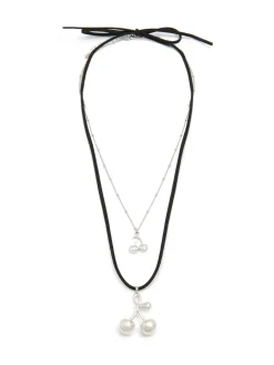 Cropp Biżuteria*Naszyjnik z zawieszką wiśni srebrny