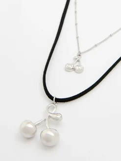 Cropp Biżuteria*Naszyjnik z zawieszką wiśni srebrny