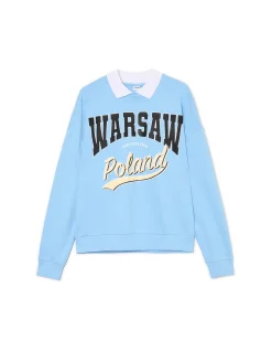 Cropp Bluzy*Niebieska bluza z kołnierzykiem niebieski
