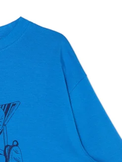 Cropp Koszulki*Niebieska koszulka z nadrukiem niebieski