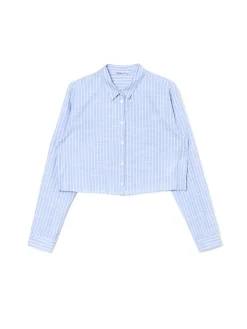 Cropp Koszule, Bluzki*Niebieska krótsza koszula w pionowe paski błękitny