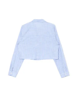Cropp Koszule, Bluzki*Niebieska krótsza koszula w pionowe paski błękitny