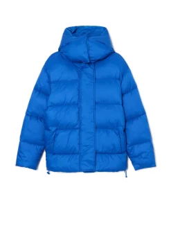 Cropp Kurtki, Płaszcze*Niebieska pikowana kurtka z kapturem niebieski