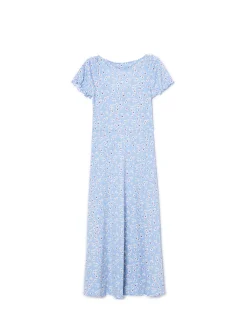 Cropp Sukienki, Kombinezony*Niebieska sukienka midi w kwiaty błękitny