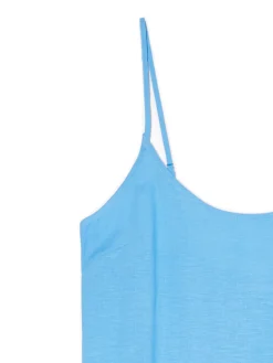 Cropp Sukienki, Kombinezony*Niebieska sukienka midi z wiskozy i lnu błękitny