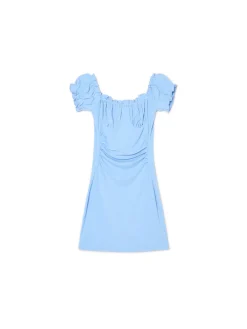 Cropp Sukienki, Kombinezony*Niebieska sukienka mini z krótkimi rękawkami błękitny