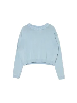 Cropp Swetry*Niebieski sweter z efektem sprania błękitny