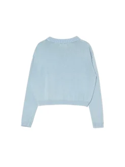 Cropp Swetry*Niebieski sweter z efektem sprania błękitny