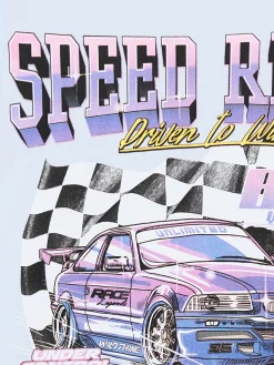 Cropp Koszulki, Topy*Niebieski T-shirt z nadrukiem błękitny