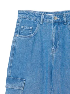 Cropp Jeansy*e jeansowe joggery cargo niebieski