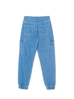 Cropp Jeansy*e jeansowe joggery cargo niebieski