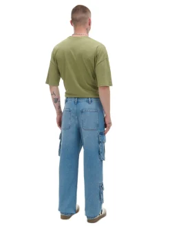 Cropp Jeansy|Baggy*e jeansy baggy z kieszeniami cargo niebieski