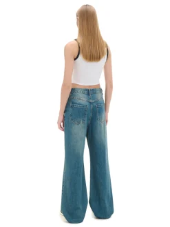 Cropp Jeansy*e jeansy retro wide leg niebieski