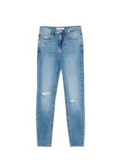Cropp Jeansy*e jeansy skinny z przetarciami niebieski