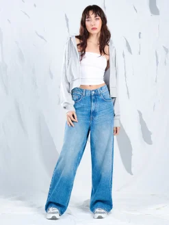 Cropp Jeansy*e jeansy super baggy niebieski